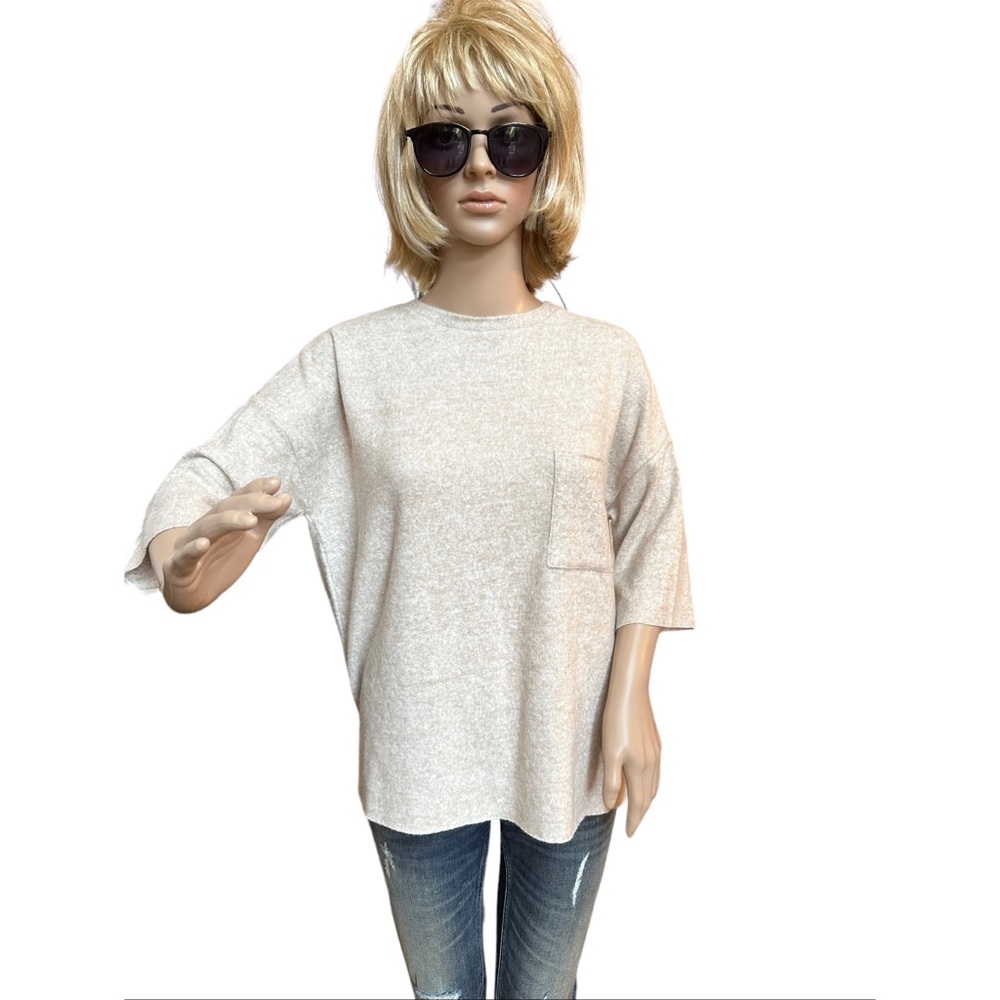 Zara Beige Soft Oversized T-Shirt, NWT, S